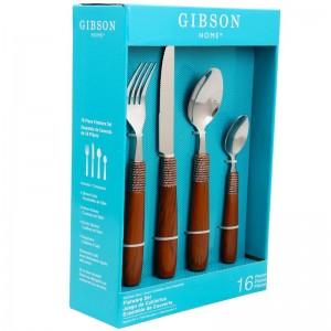 Gibson Home Wood Scroll 16 Piece 18/10 Stainless Steel Flatware Set GBSN1033